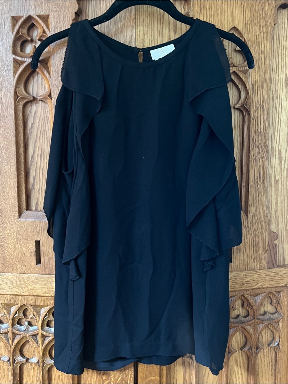 kate spade Black Cold-Shoulder Ruffle Blouse